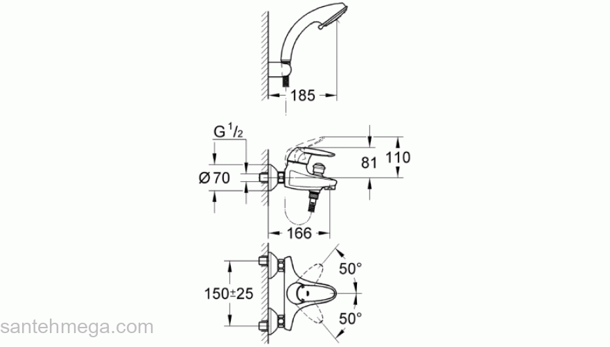 Смеситель для ванны GROHE Eurodisc Сosmopolitan 33395002. Фото