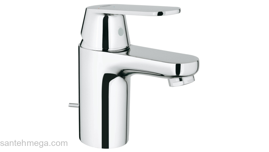 GROHE 2337700E Eurosmart Cosmopolitan Смеситель для раковины со сливным гарнитуром, с энергосберегающим картриджем - подача холодной воды при центральном положении рычага. Фото