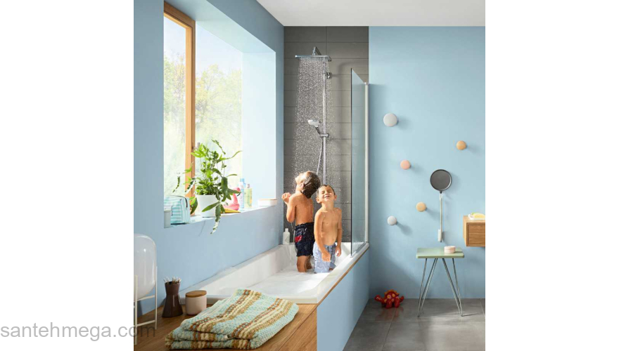 Душевая стойка Hansgrohe Showerpipe 280 1jet с термотатом для ванны 27687000. Фото