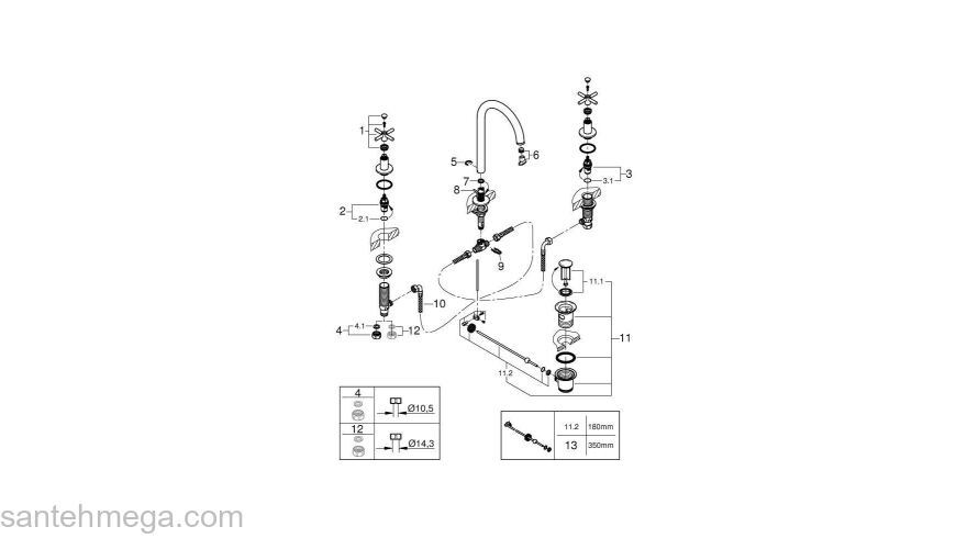 GROHE 20008DC3 Atrio New Смеситель двухвентильный для раковины на 3 отверстия, монтаж на бортик, крестобразная ручка, размер M. Фото