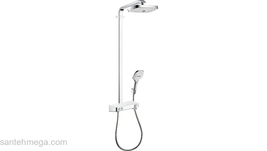 Душевая стойка Hansgrohe Raindance Select Push 300 2jet Showerpipe белый/хром 27126400. Фото