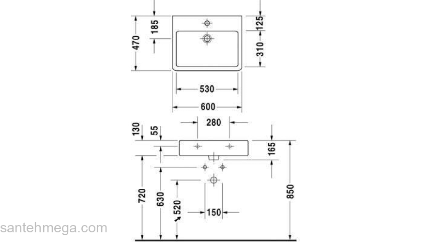Раковина для столешницы шлифованная DURAVIT Vero 60х47 0454600027. Фото