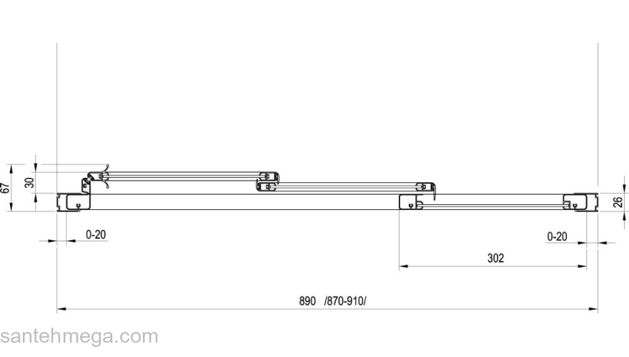 Душевая дверь раздвижная RAVAK Supernova ASDP3-90 (белая+пеарл) 00V7010211. Фото