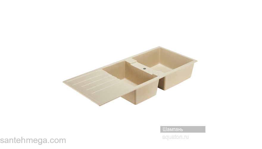 Мойка для кухни Акватон Торина прямоугольная с крылом и дополнительной чашей шампань 1A712032TR290. Фото