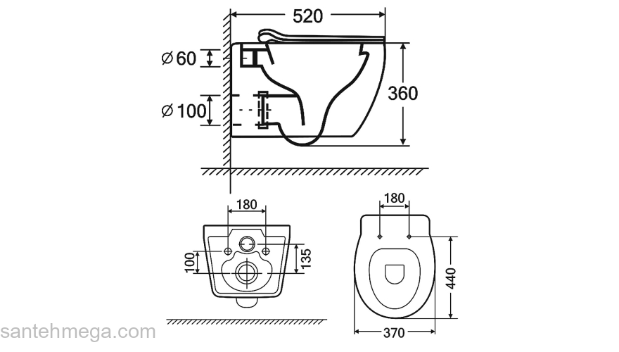 Унитаз подвесной Azario Keras 370х520х360 безободковый, с быстросъемным сиденьем микролифт, серый матовый (AZ-99046G). Фото