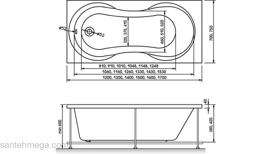 Ванна RELISAN Lada 150x70. Фото