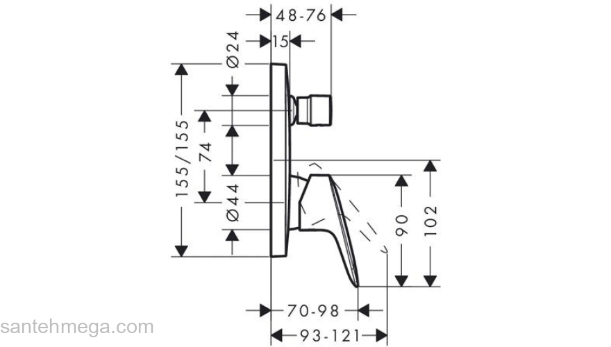Смеситель для ванны Hansgrohe Logis 71405000. Фото