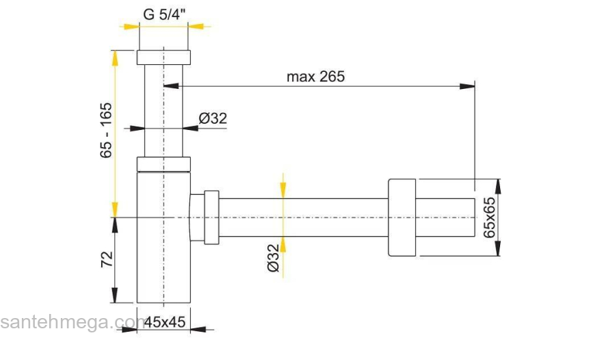Сифон для умывальника ALCAPLAST A401. Фото