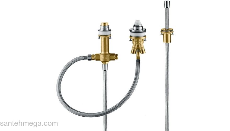 Скрытая часть смесителя Hansgrohe на 3 отверстия на край ванны 13439180. Фото