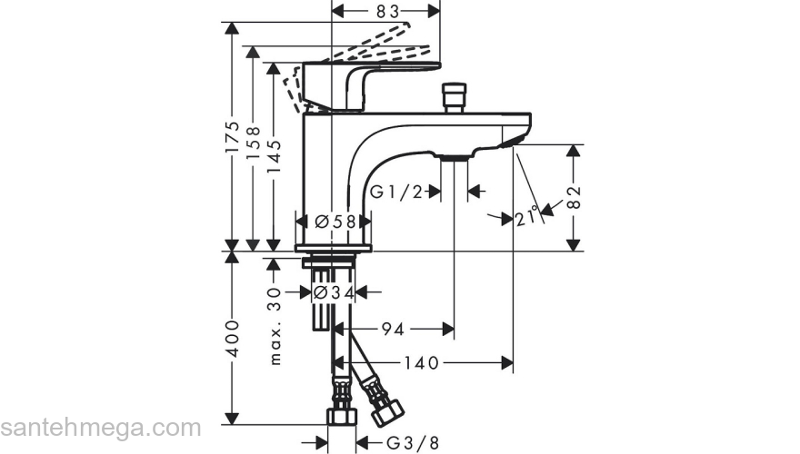 72436000 HANSGROHE  Rebris S смеситель для ванны на край ванны, 1 отв.. Фото