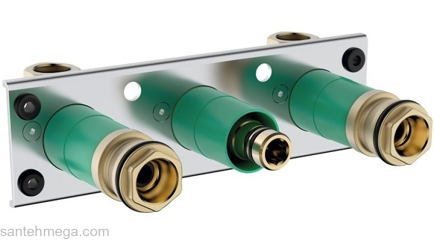 Скрытая часть термостата Hansgrohe ShowerTablet 600 13129180 для 2 потребителей. Фото