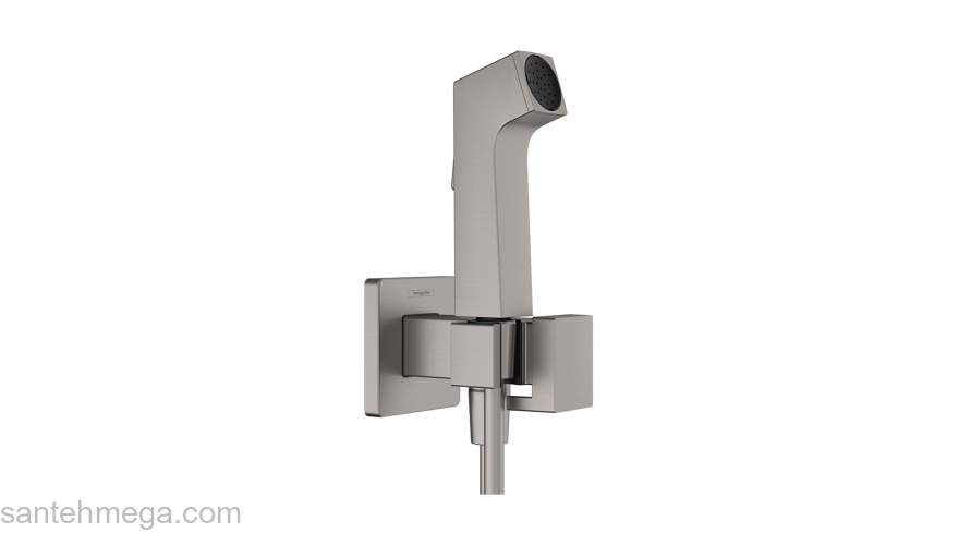 Гигиенический душ Hansgrohe E 1jet EcoSmart+ со смесителем, шлифованный черный хром 29233340. Фото