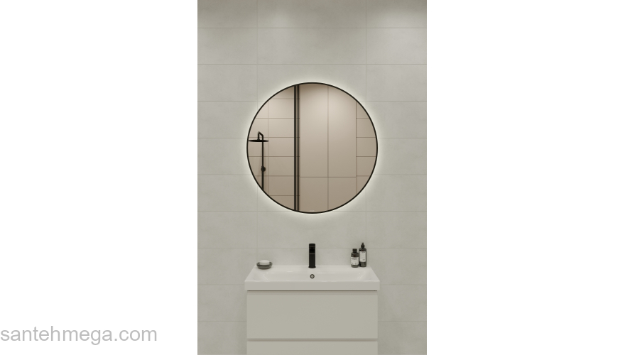 Зеркало CERSANIT Eclipse Smart 100х100 в черной рамке A64149. Фото