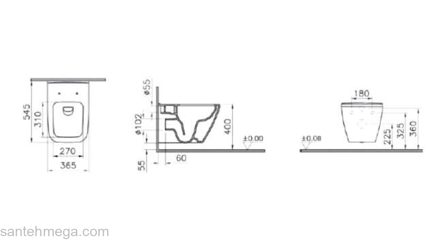 Подвесной унитаз VITRA Integra Square безободковый 7082B003-0075. Фото