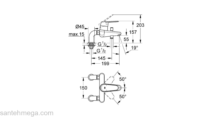 Смеситель для ванны GROHE Eurodisc Сosmopolitan 33392002. Фото
