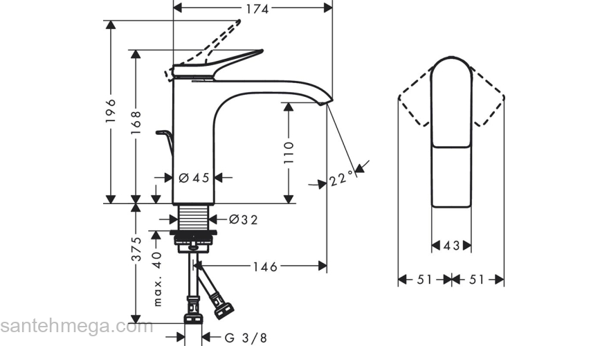 Vivenis Смеситель для раковины, однорычажный, 110 со сливным гарнитуром 75020000, хром. Фото