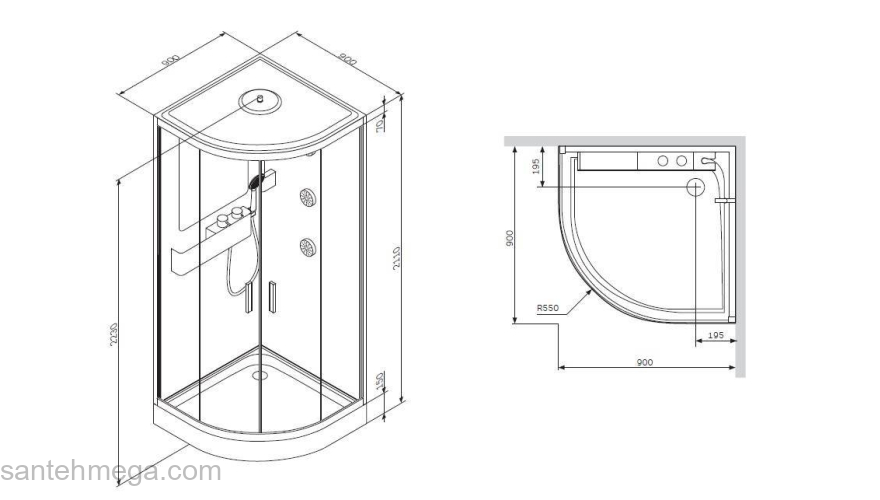 Гидромассажная кабина AM.PM Like W80C-019-090MTA. Фото