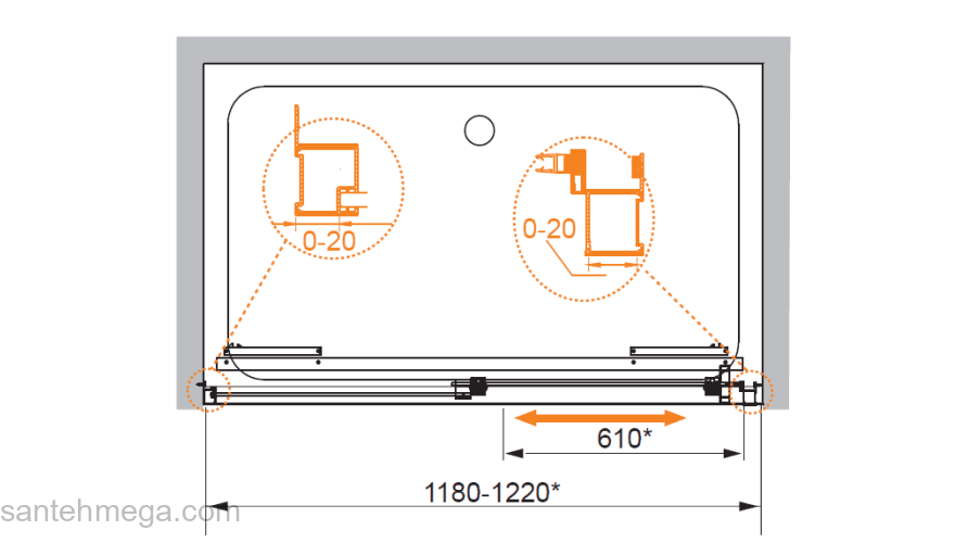 Душевая дверь CEZARES Lux-Soft LUX-SOFT-W-BF-1-120-C-Cr-IV. Фото