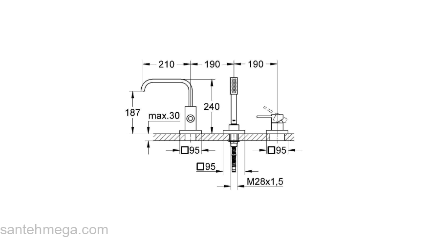 Смеситель для ванны GROHE Allure 19316000. Фото