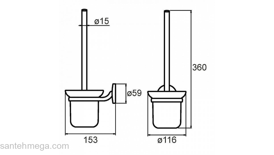 Ерш настенный матовое стекло сплав металлов Cadiss Milardo CADSMG0M47 для ванной комнаты. Фото