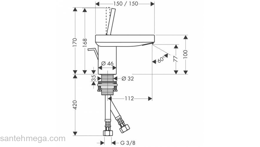 Смеситель для раковины AXOR Starck X 10070000. Фото