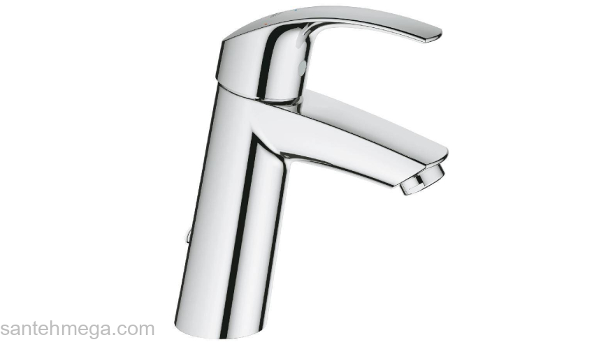 GROHE 2339410E Eurosmart Смеситель однорычажный для раковины с цепочкой, средний излив, с энергосберегающим картриджем - подача холодной воды при центральном положении рычага. Фото