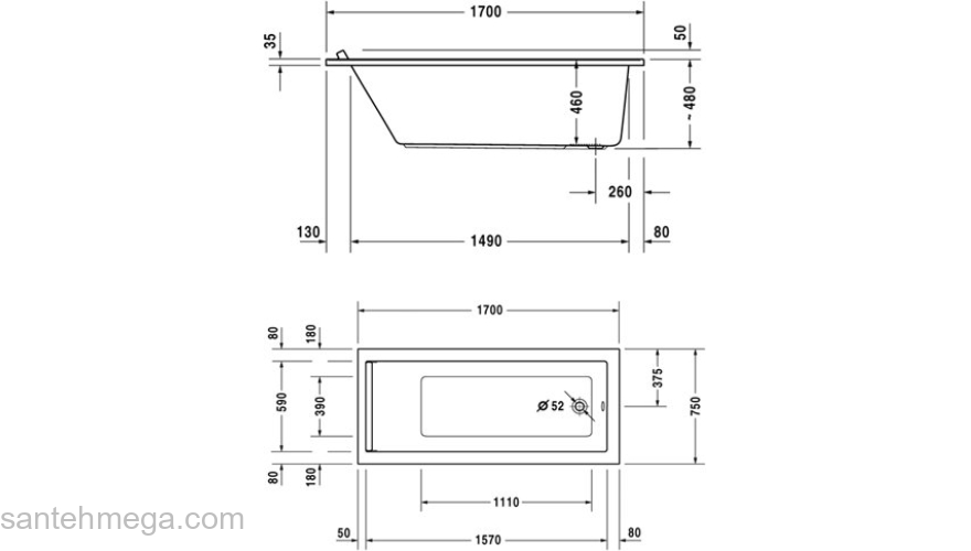 Акриловая ванна DURAVIT Starck New 170х75 700335000000000. Фото