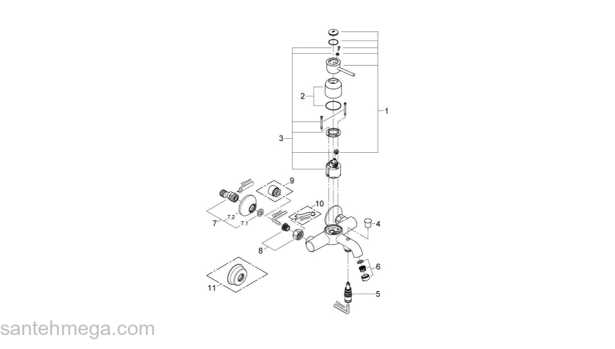 Смеситель для ванны GROHE BauClassic 32865000. Фото