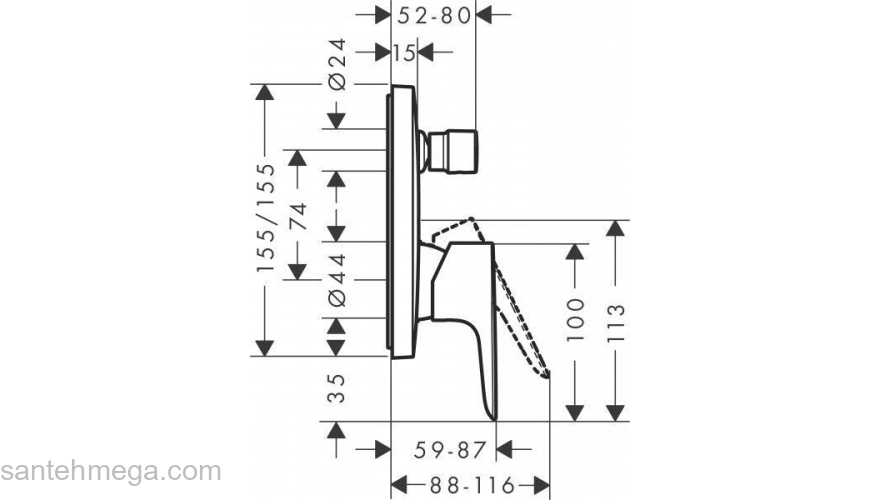 Смеситель для ванны с душем Hansgrohe Talis E 71474700. Фото
