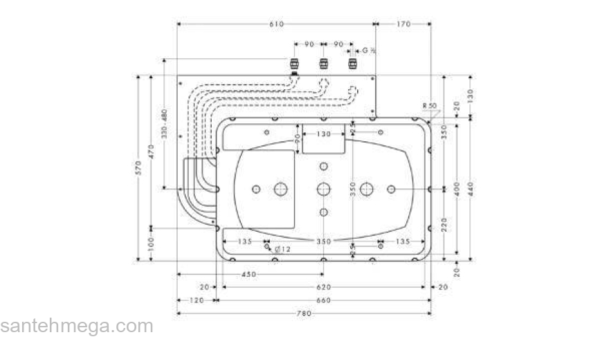Скрытая часть для HANSGROHE Raindance Rainmaker 28414180. Фото