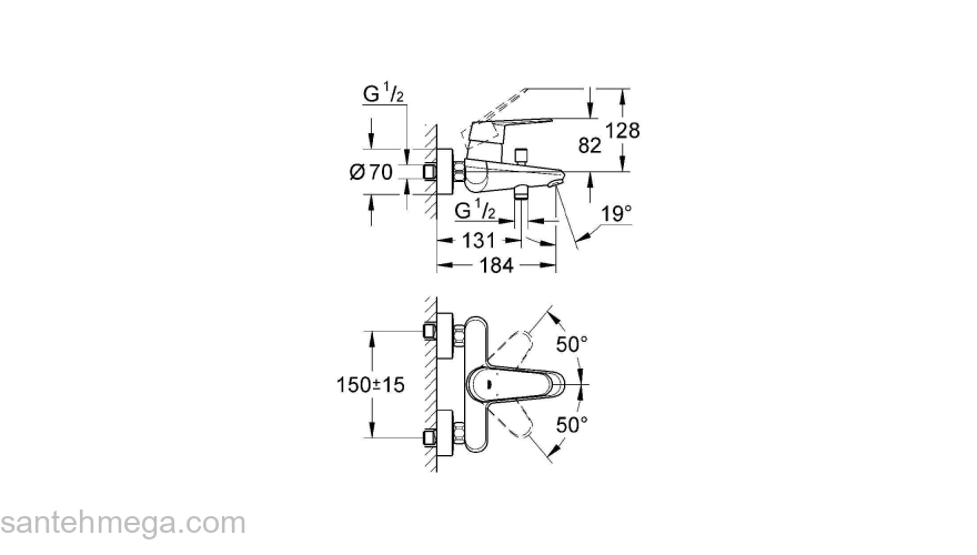 Смеситель для ванны GROHE Eurodisc Сosmopolitan 33390002. Фото