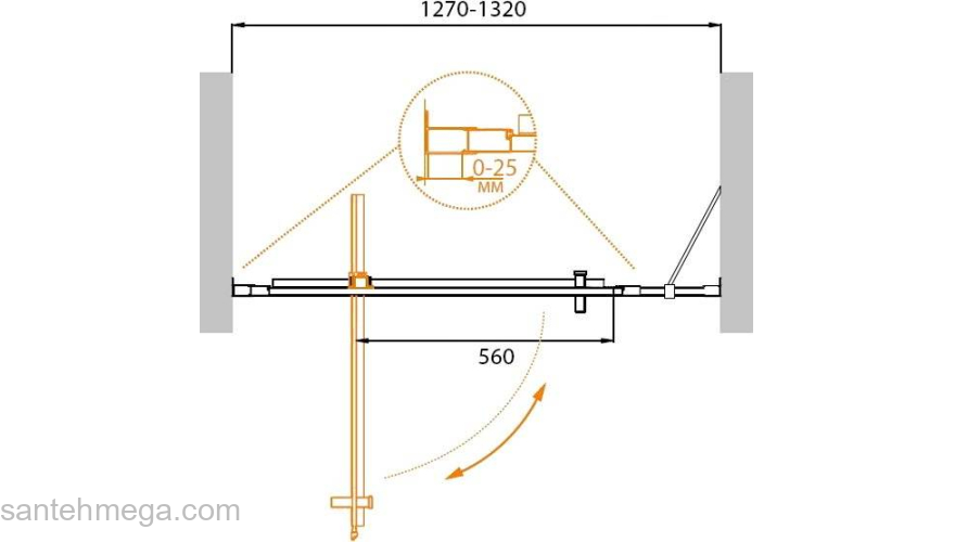 Душевая дверь CEZARES Molveno MOLVENO-BA-11-100+30-C-Cr-IV. Фото