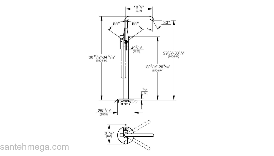 Смеситель для ванны GROHE Essence+ 23491001. Фото