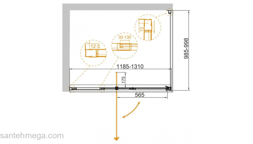 Душевой угол CEZARES Variante VARIANTE-AH-1-120/130-100-C-Cr. Фото