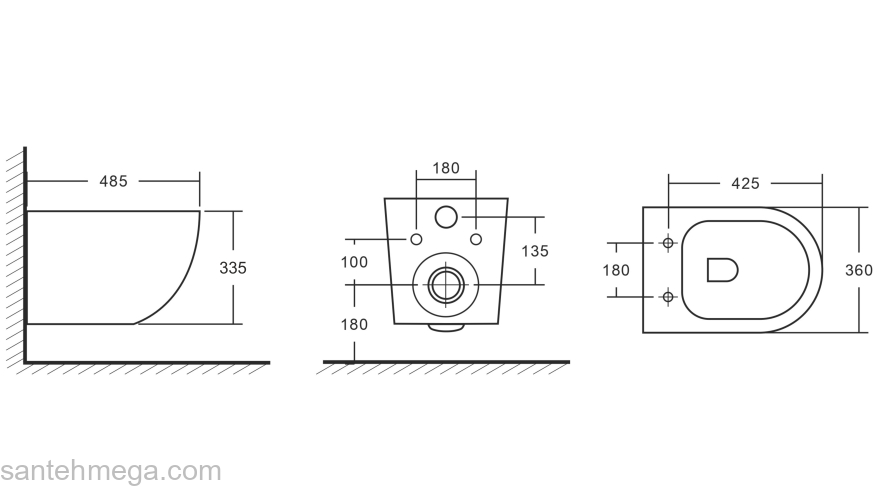 Унитаз подвесной безободковый EVA GOLD EG505Black-G Черное Золото матовый. Фото