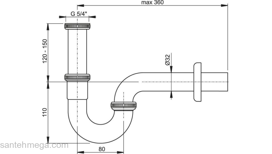 Сифон для умывальника ALCAPLAST A4320. Фото