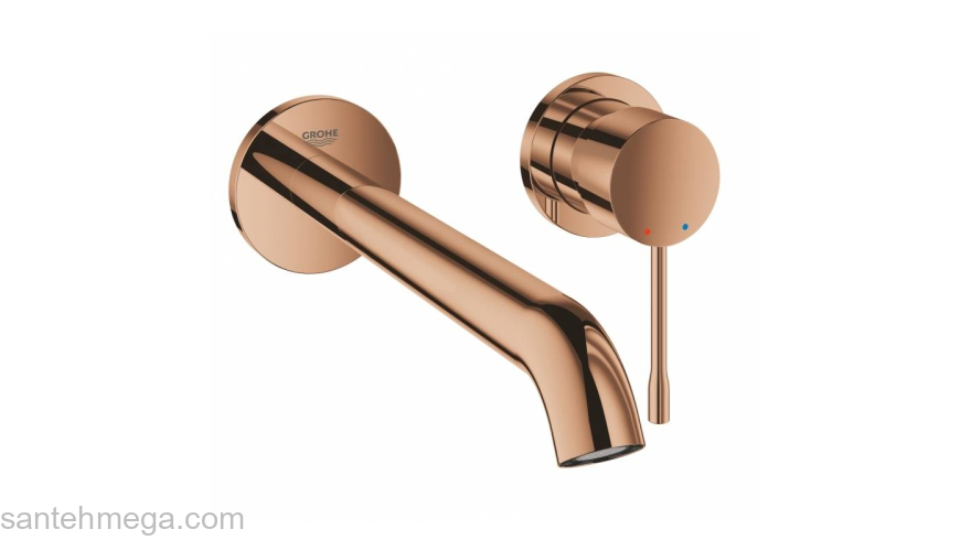 GROHE 19967DA1 Essence+ Смеситель для раковины на 2 отверстия, вынос 201 мм, настенный монтаж. Фото