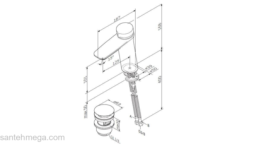 Смеситель для раковины TouchReel, с донным клапаном AM.PM Inspire 2.0 F50A82500. Фото