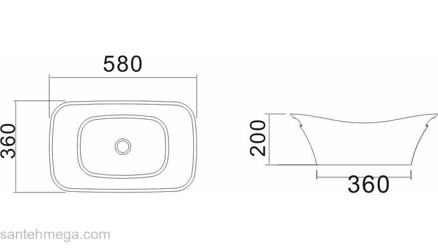 Раковина NS BATH NST-5836M (матовая) 58х36. Фото