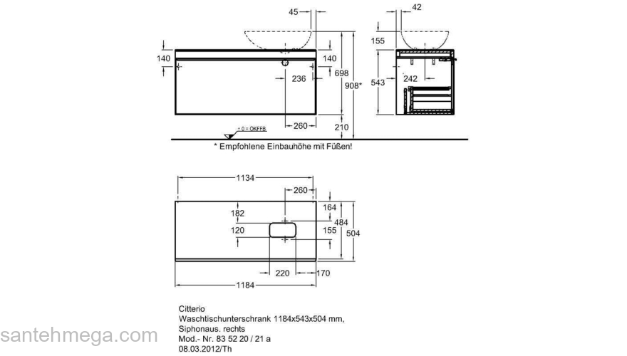 Тумба под раковину KERAMAG Citterio 835220000. Фото