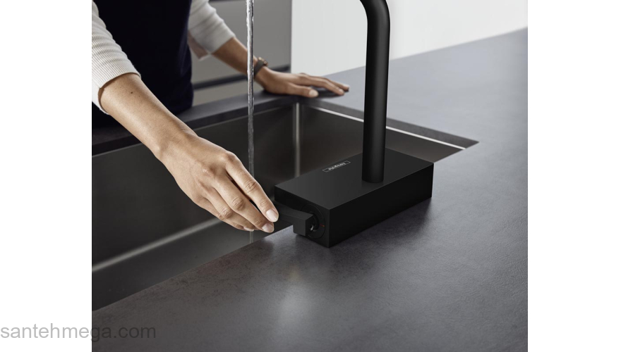 Кухонный смеситель Hansgrohe Aquno Select M81 однорычажный, 250, с вытяжным душем, 2jet, sBox 73830670, матовый черный. Фото