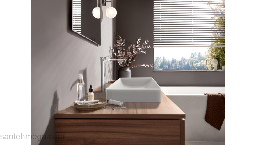 Vivenis Смеситель для раковины, однорычажный, 250 со сливным гарнитуром, для раковины в форме таза 75040000, хром. Фото