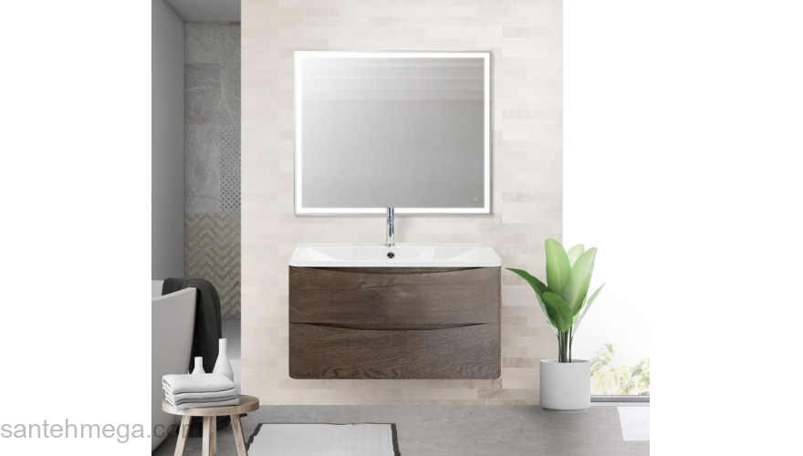 Тумба под раковину подвесная BELBAGNO ACQUA-800-2C-SO-RNG Rovere Nature Grigio. Фото