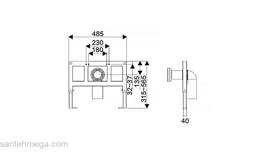 Унитаз импульсный Azario 360х590х380 подвесной, квадратный, быстросъемное сиденье микролифт, монтажная рама в комплекте (AZ-101C). Фото