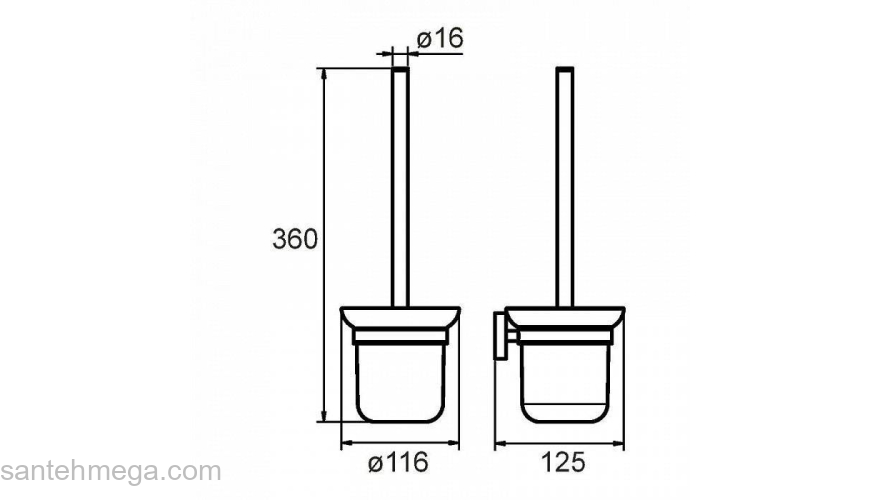 Ерш настенный  матовое стекло сплав металлов Amur  Milardo AMUSMG0M47 для ванной комнаты. Фото