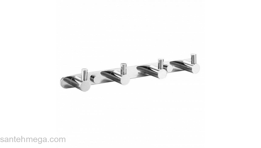 Планка с крючками четверная сплав металлов Milardo 005SM40M41 для ванной комнаты. Фото