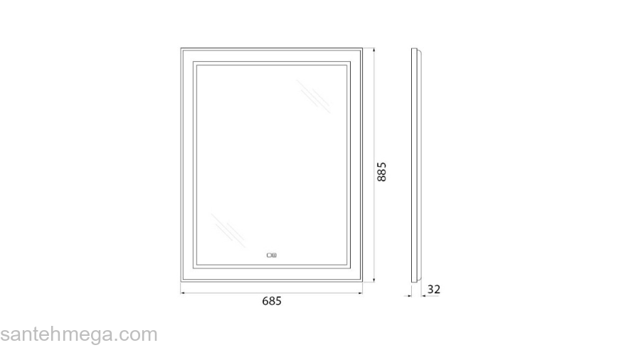 Зеркало BELBAGNO Kraft 69х89 SPC-KRAFT-685-885-TCH-WARM-NERO. Фото