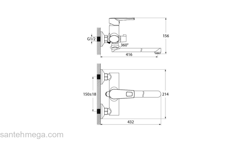 Смеситель для ванны с длинным изливом с керамическим дивертором Runo IDDIS RUNSBL2i10WA. Фото