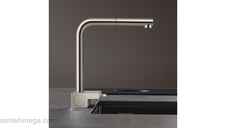 Кухонный смеситель Hansgrohe Aquno Select M81 однорычажный, 250, с вытяжным душем, 2jet, sBox 73830800, под сталь. Фото