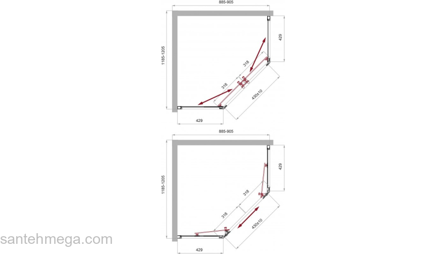 Душевой угол BELBAGNO UNO-195-PH-2-120/90-C-Cr. Фото